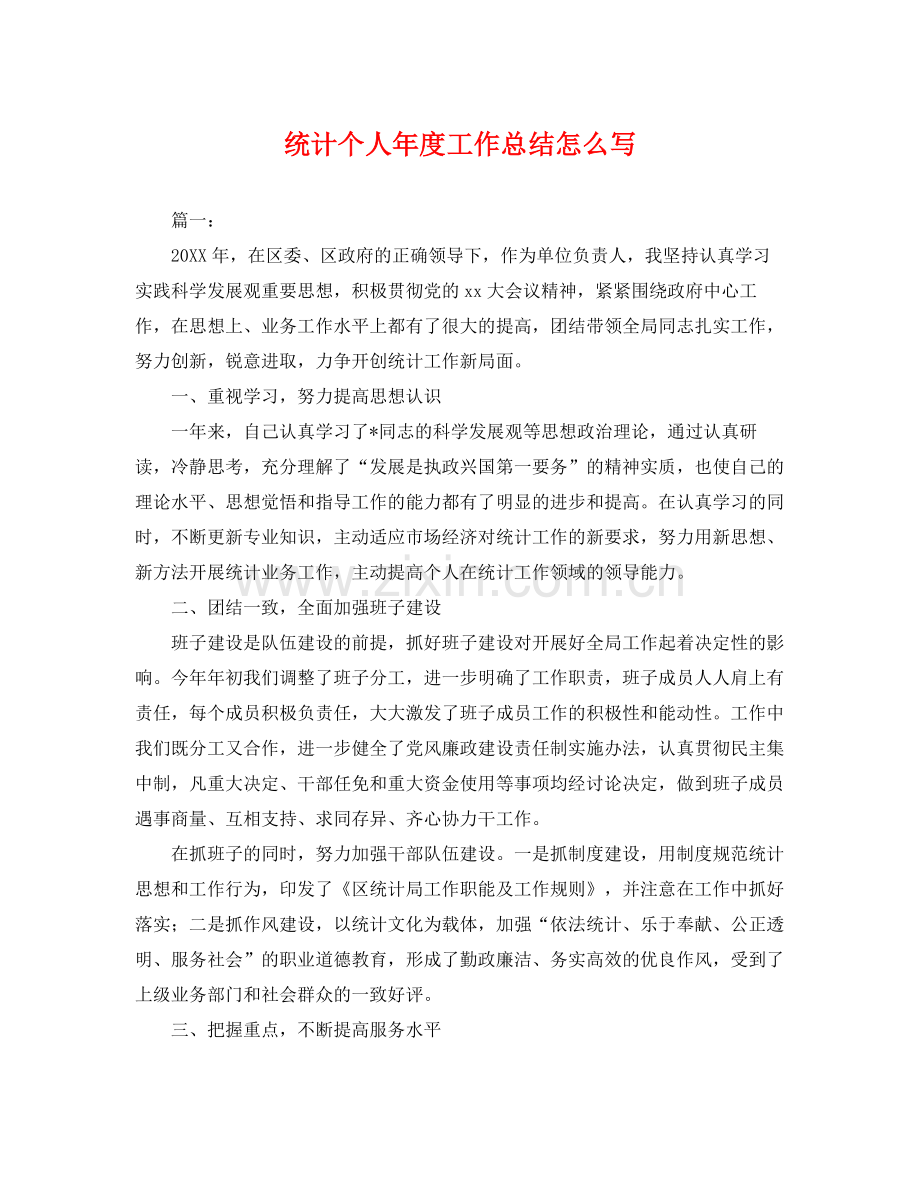 统计个人年度工作总结怎么写 .docx_第1页