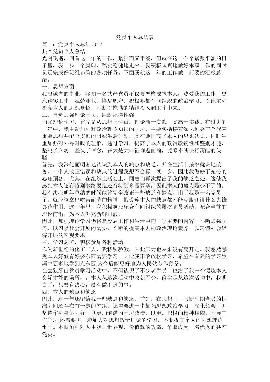 党员个人总结表.docx_第1页