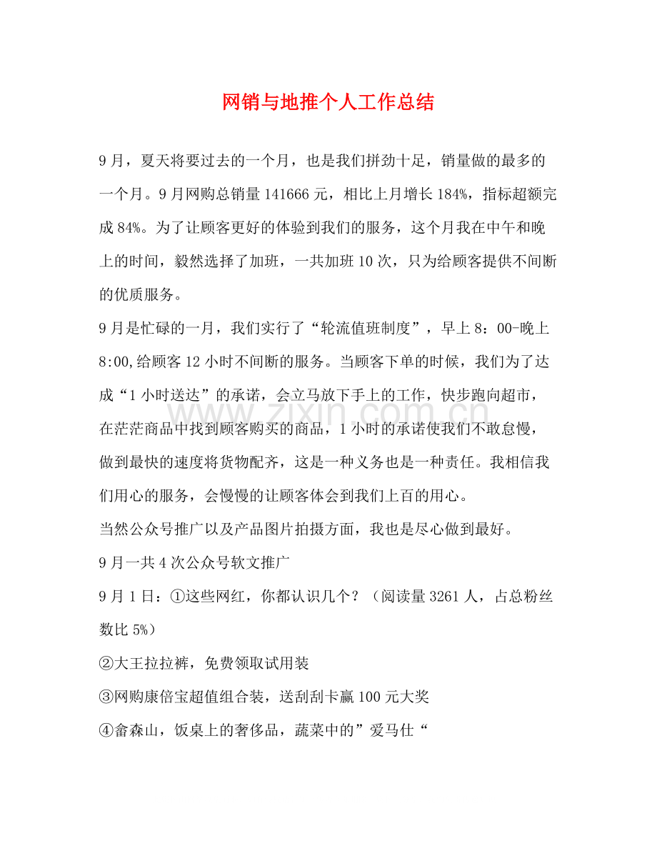 网销与地推个人工作总结.docx_第1页