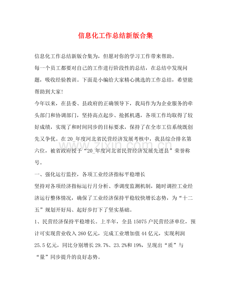 信息化工作总结新版合集.docx_第1页