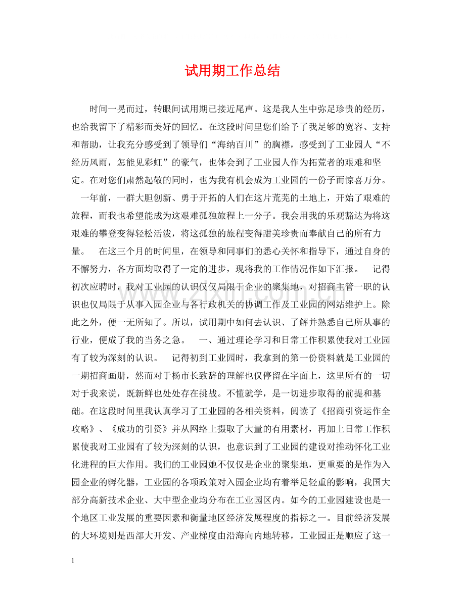 试用期工作总结3.docx_第1页