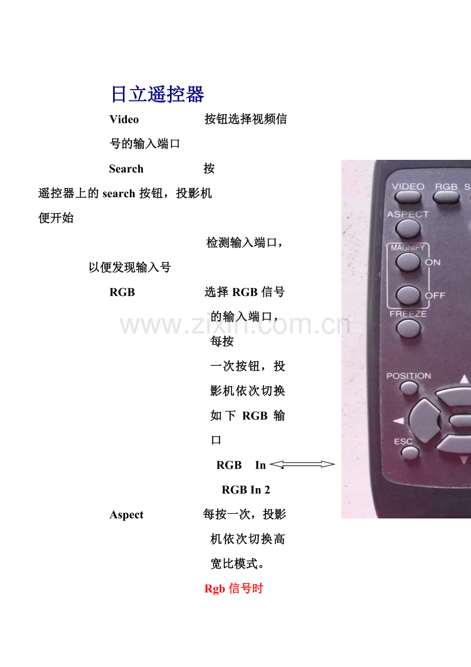 三洋、日立、优派投影机遥控器英文全解.doc_第1页