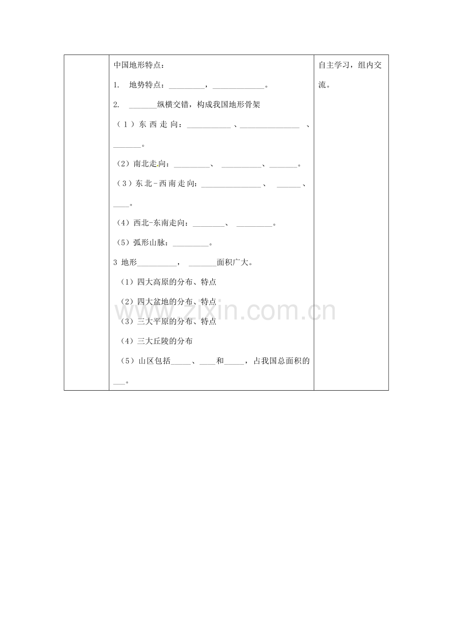 山东省聊城市阳谷实验中学八年级地理《中国的地形》教案.doc_第2页