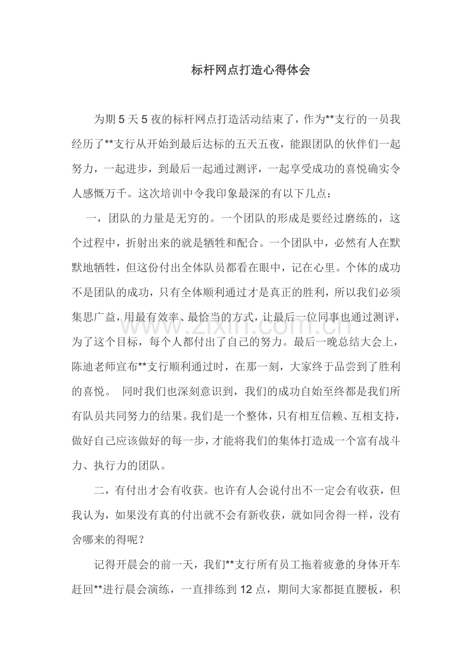 标杆网点打造心得体会.doc_第1页