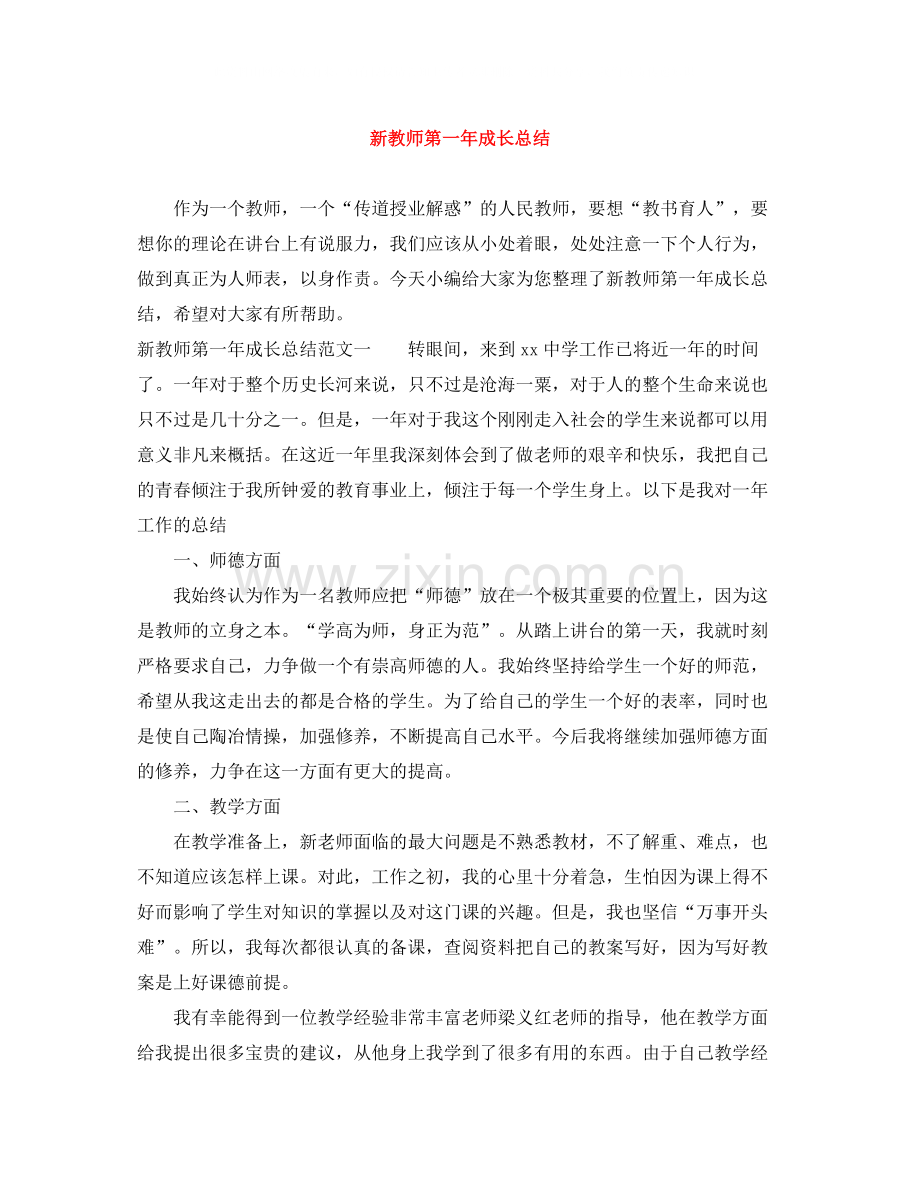 新教师第一年成长总结.docx_第1页