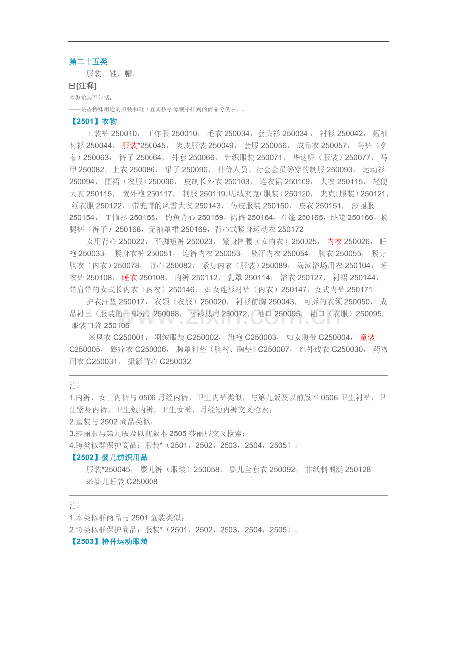 第25类商标类目详细列表.doc_第1页