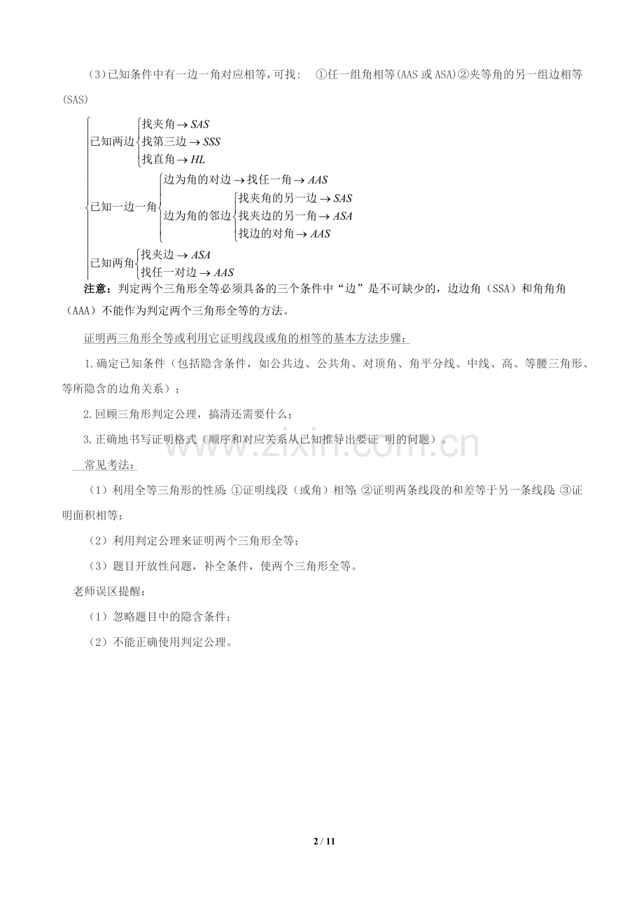 全等三角形总复习(知识点+基础应用+能力提高).doc_第2页