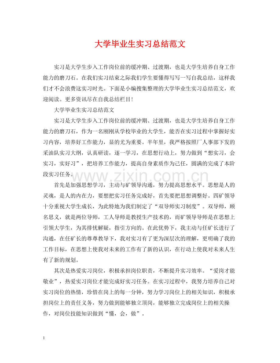 大学毕业生实习总结范文.docx_第1页