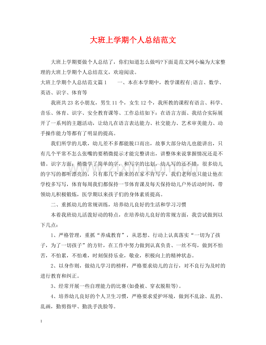 大班上学期个人总结范文.docx_第1页