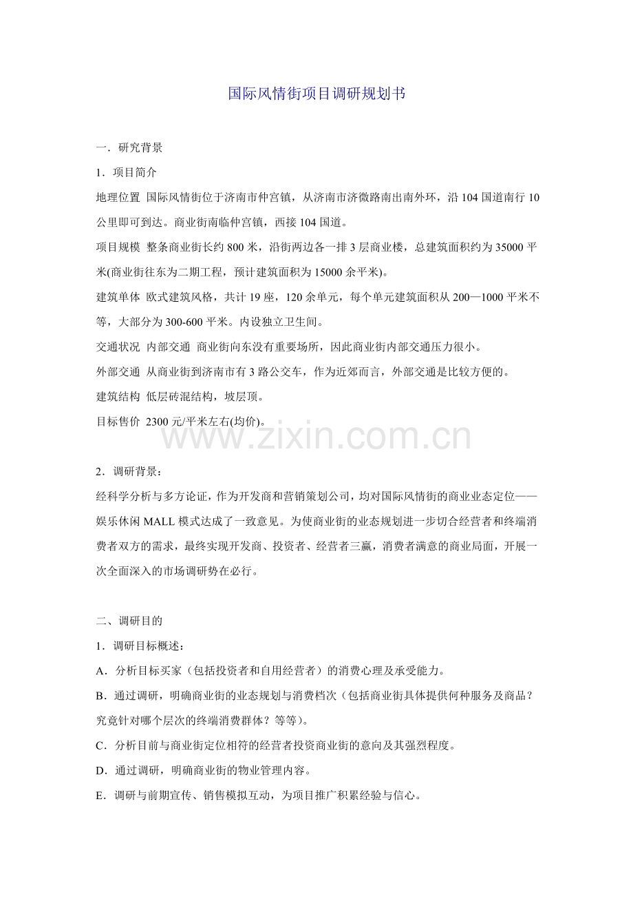 国际风情街项目调研规划书.doc_第1页