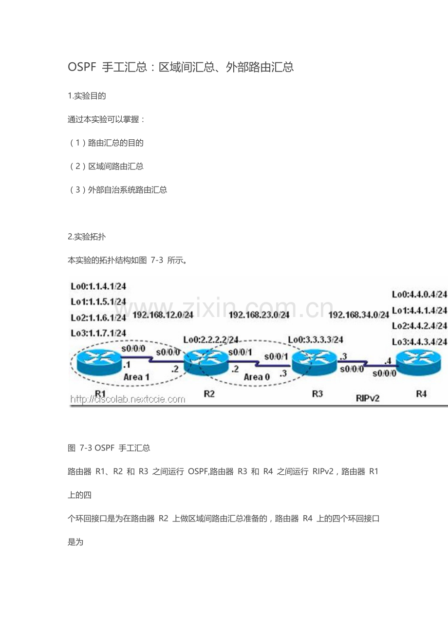OSPF 手工汇总：区域间汇总、外部路由汇总.docx_第1页