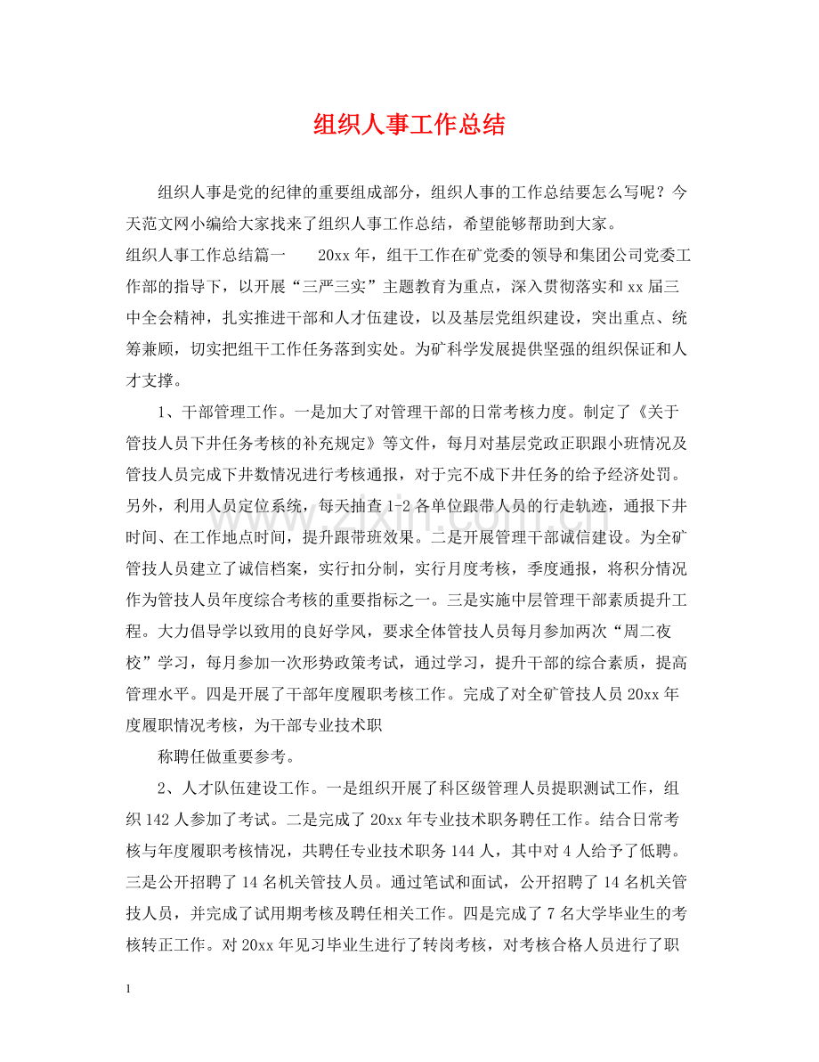组织人事工作总结.docx_第1页