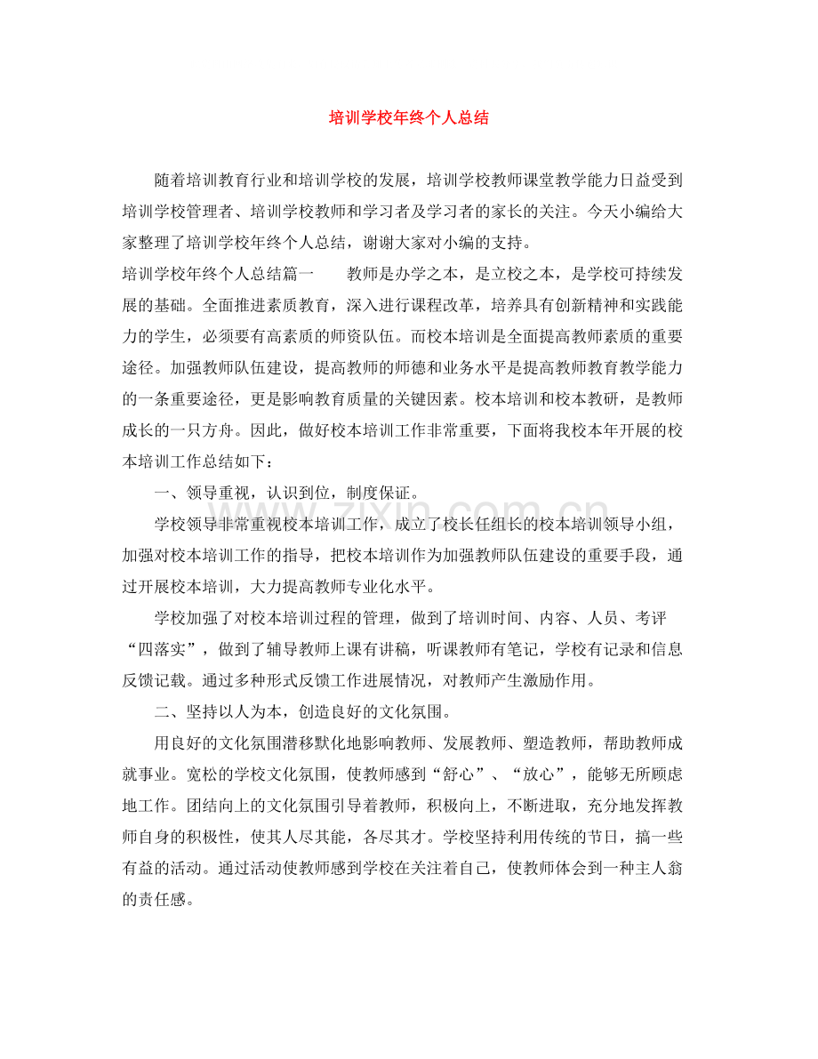 培训学校年终个人总结.docx_第1页