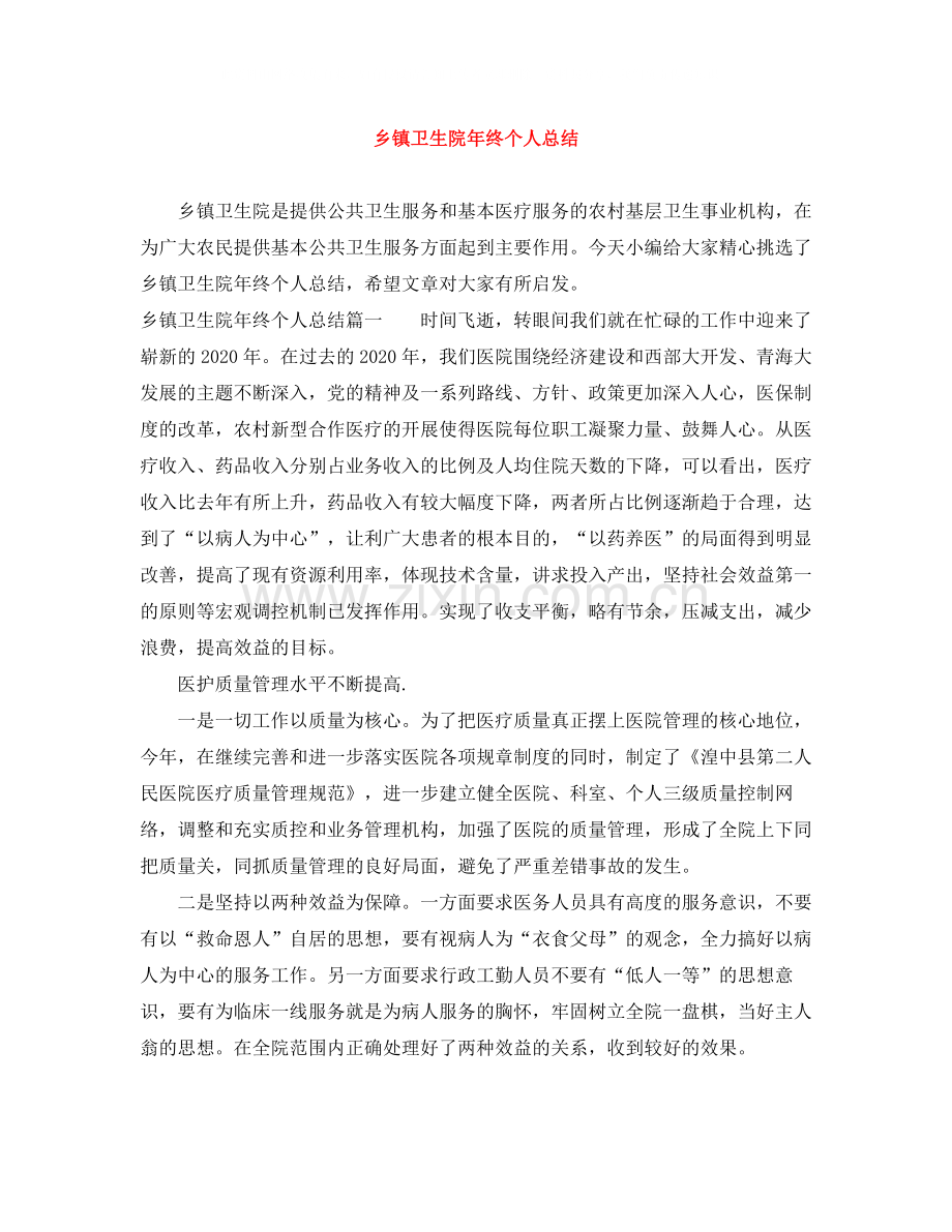 乡镇卫生院年终个人总结.docx_第1页