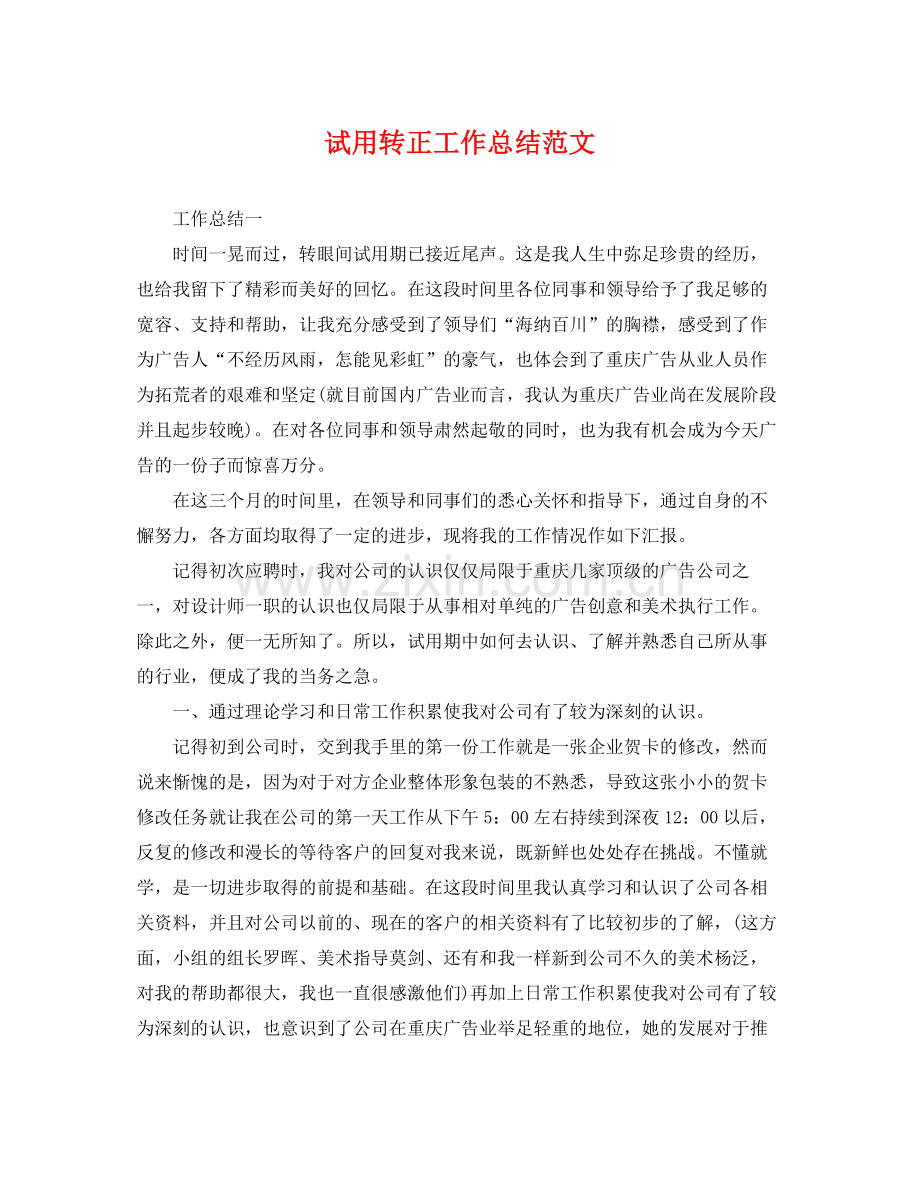 试用转正工作总结范文 .docx_第1页