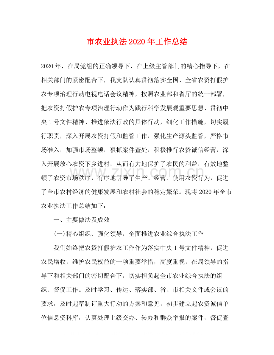 市农业执法年工作总结.docx_第1页