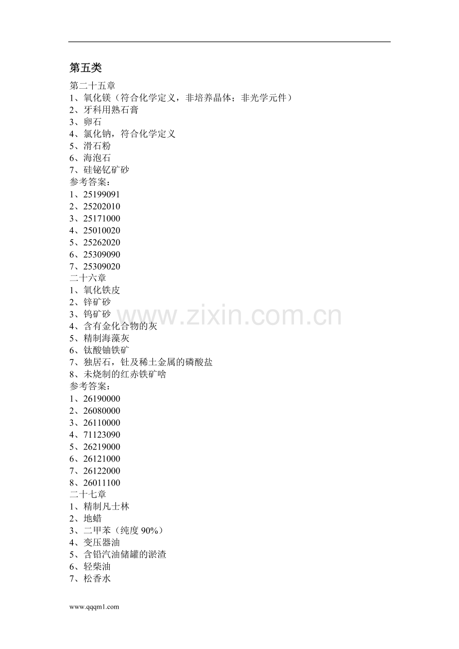 报关员考试：商品归类练习及答案(2).doc_第1页