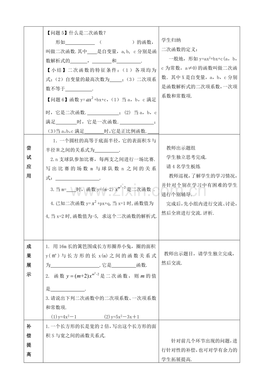 秋九年级数学上册 22.1.1二次函数教案 （新版）新人教版-（新版）新人教版初中九年级上册数学教案.doc_第2页