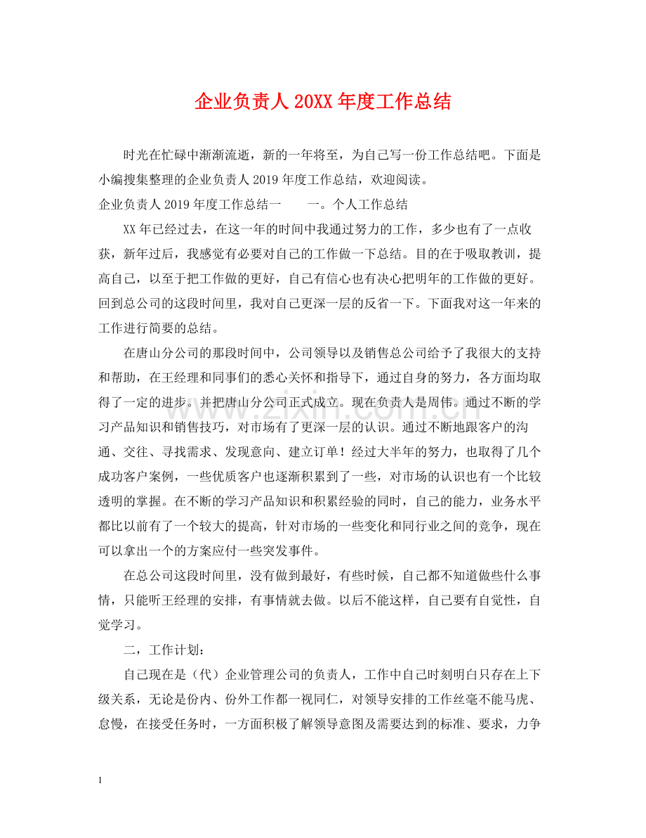 企业负责人度工作总结.docx_第1页