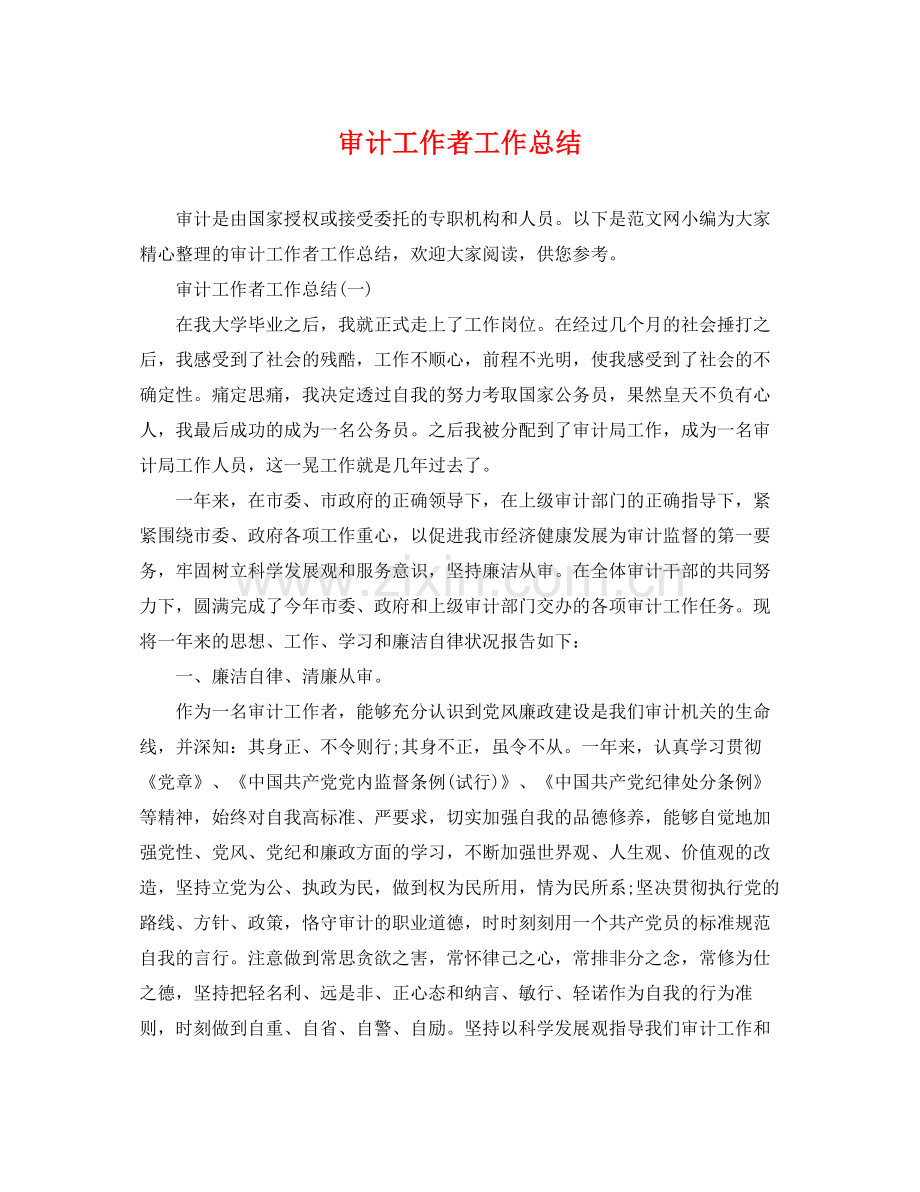 审计工作者工作总结 .docx_第1页