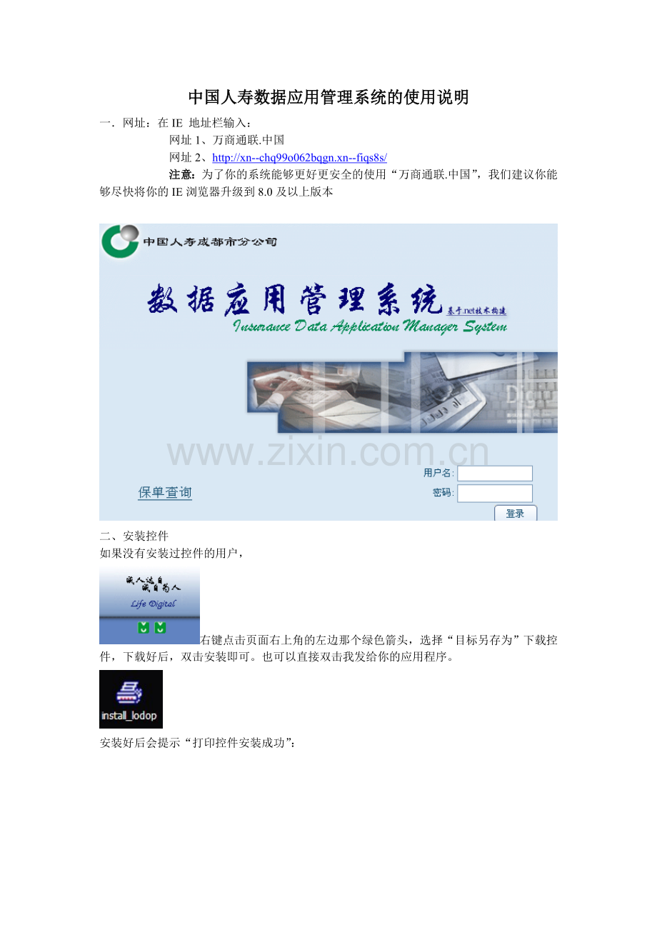 中国人寿数据应用管理系统的使用说....doc_第1页