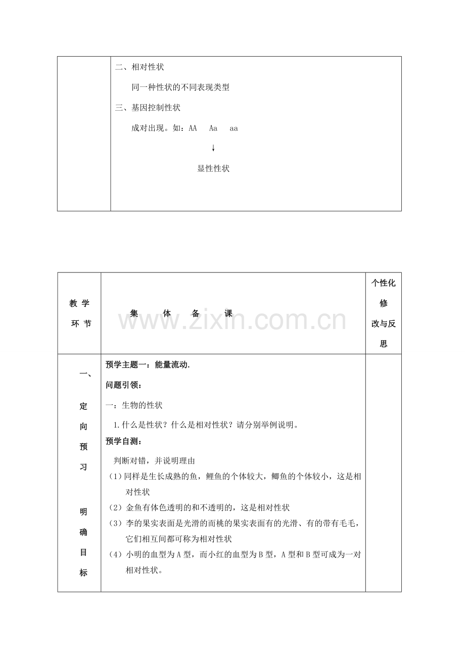 山东省安丘市东埠中学八年级生物上册 第四单元 第四章 性状的遗传教案 济南版.doc_第2页