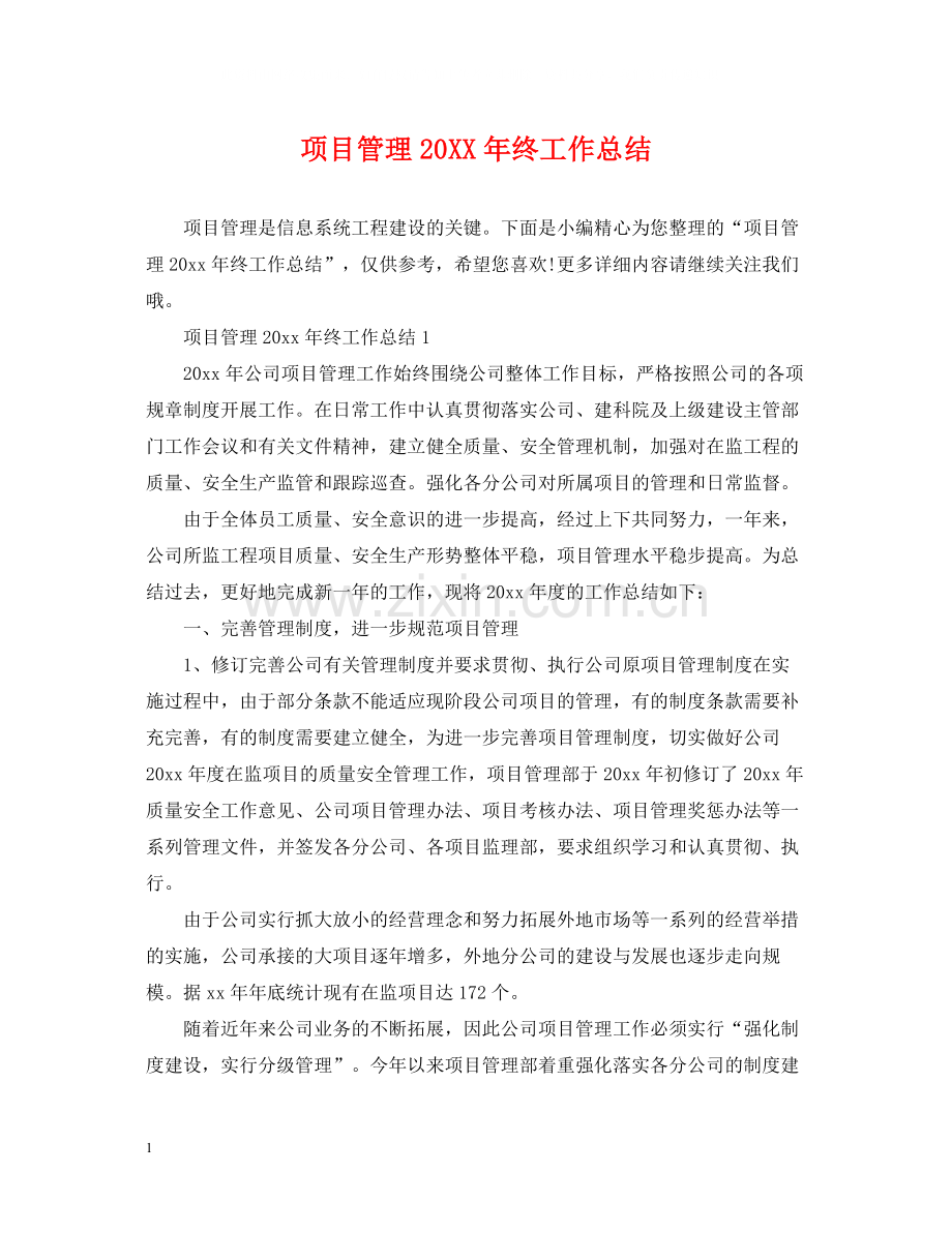 项目管理终工作总结.docx_第1页