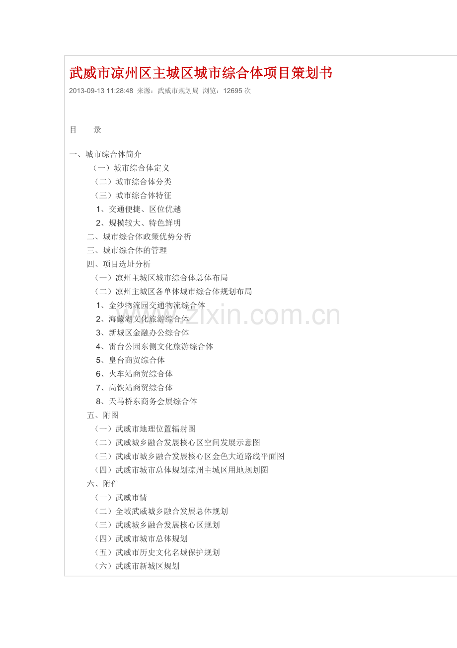 武威市凉州区主城区城市综合体项目策划书.doc_第1页