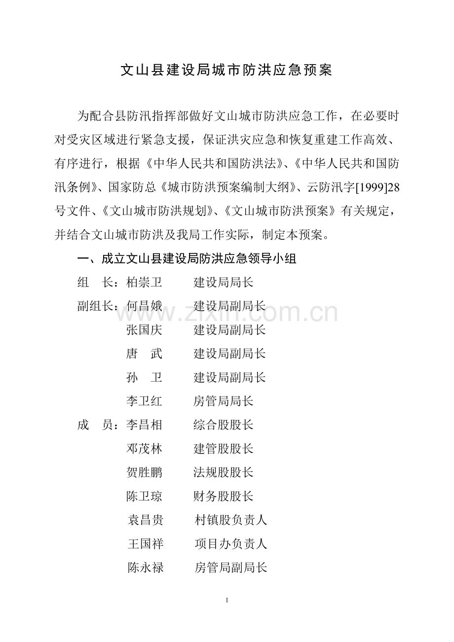 文山县建设局城市防洪应急预案6月16日.doc_第1页