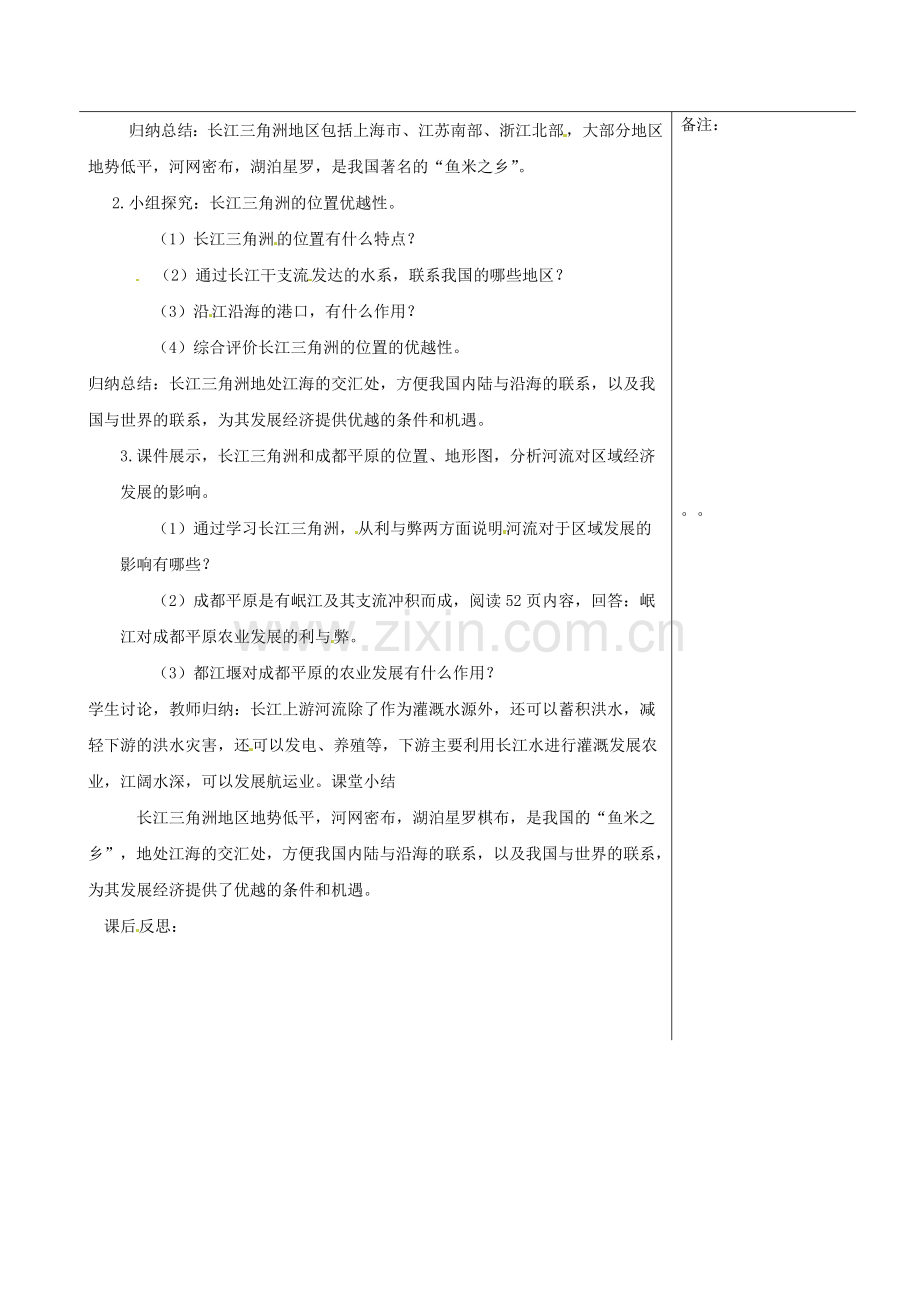 福建省福清西山中学八年级地理下册 8.2“ 鱼米之乡”—长江三角洲地区教案 （新版）新人教版.doc_第2页