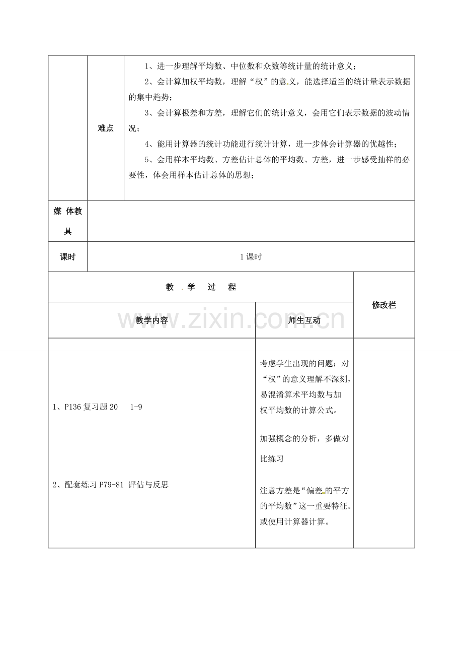 八年级数学下册 第二十章《数据的分析》习题讲析教案 （新版）新人教版-（新版）新人教版初中八年级下册数学教案.doc_第2页
