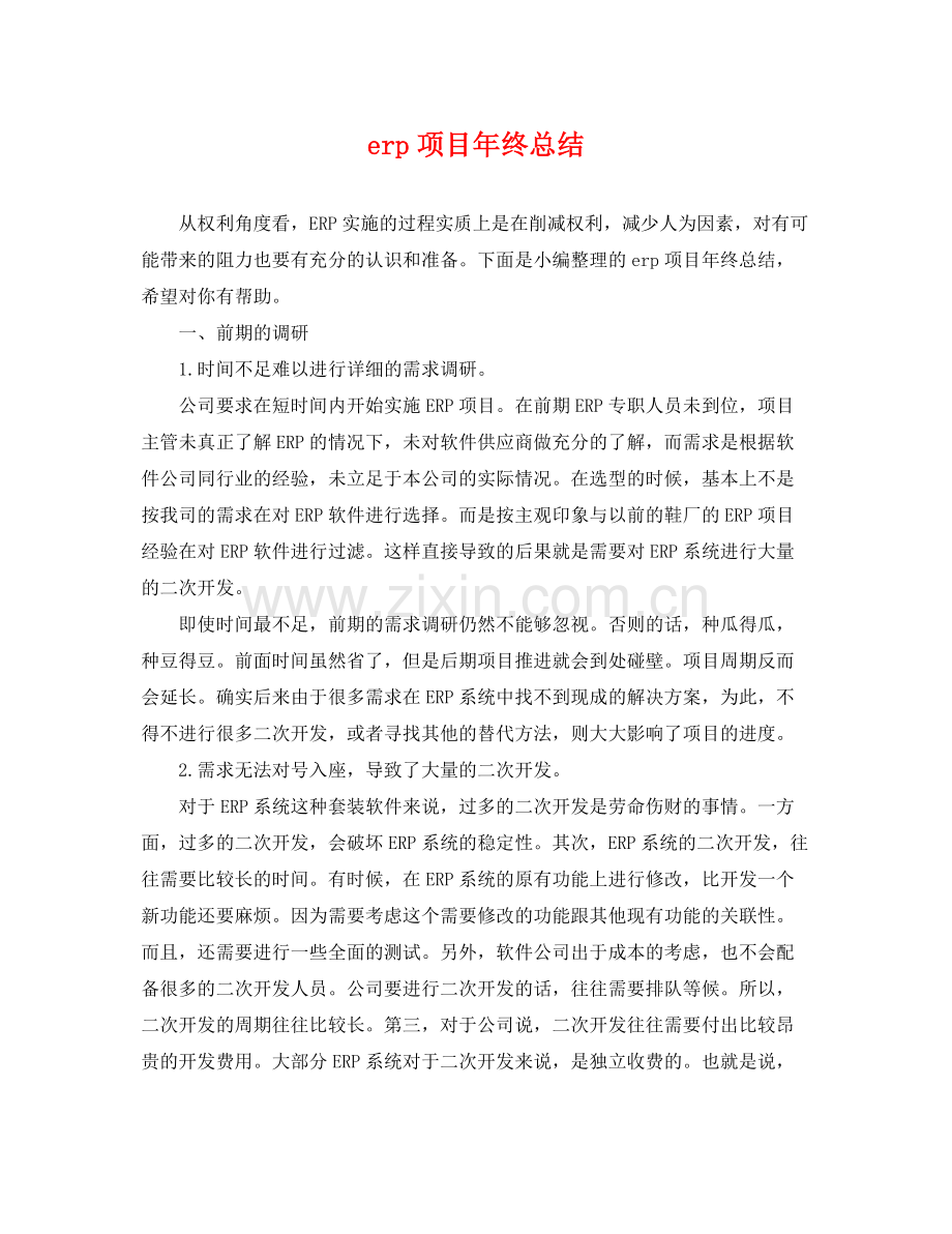 erp项目年终总结 .docx_第1页