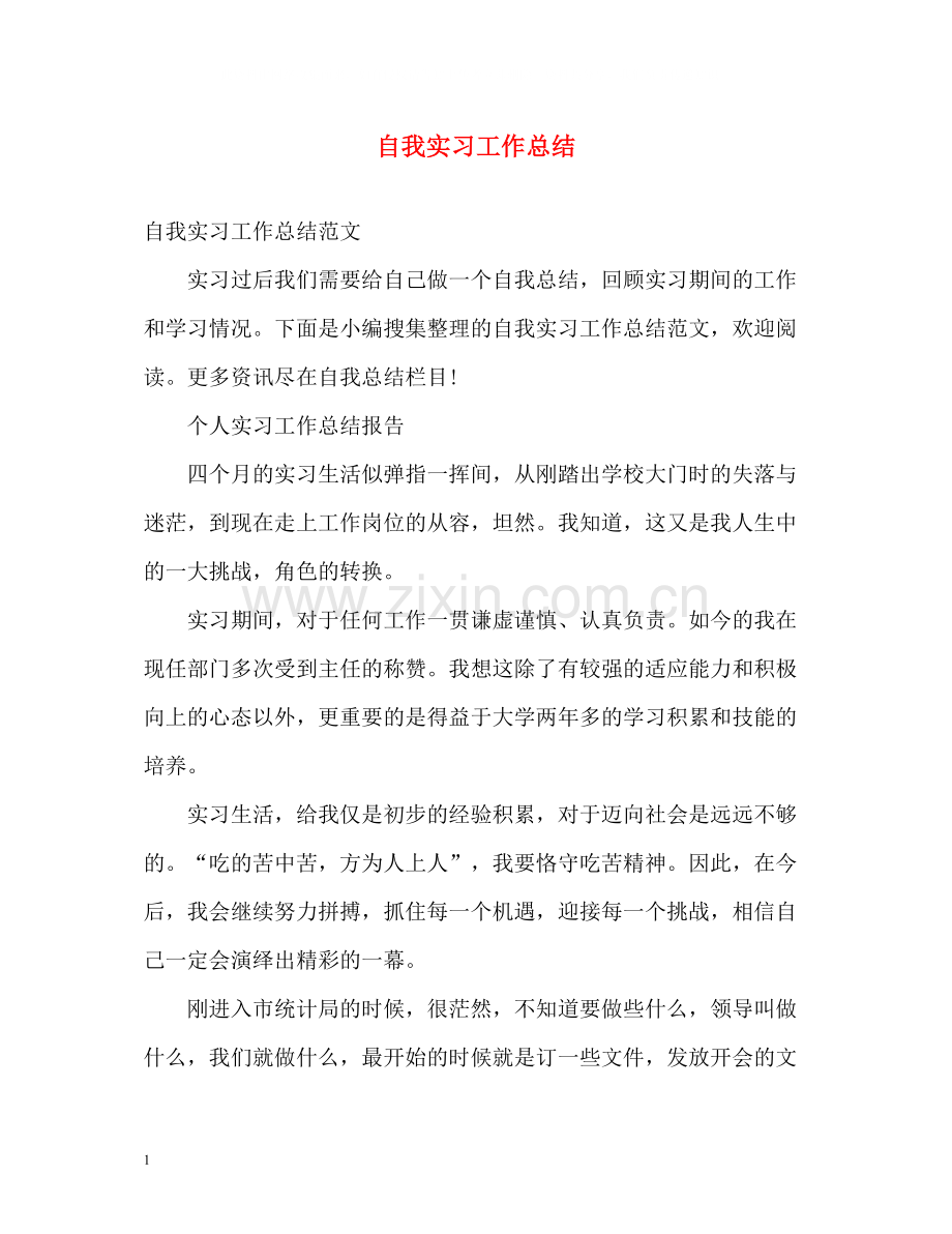 自我实习工作总结.docx_第1页