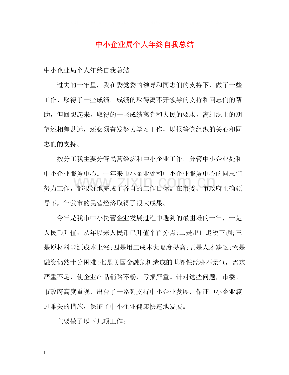 中小企业局个人年终自我总结.docx_第1页