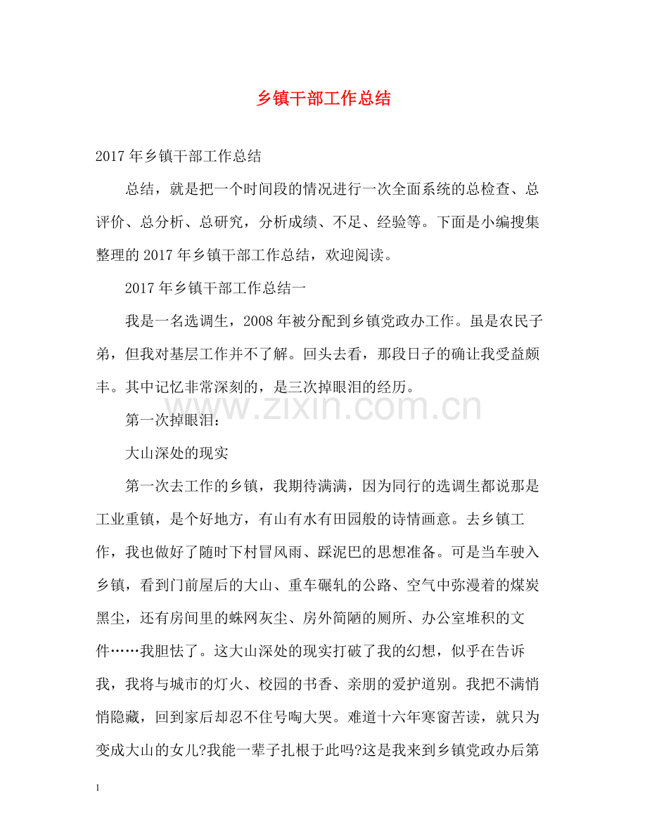 乡镇干部工作总结22.docx_第1页