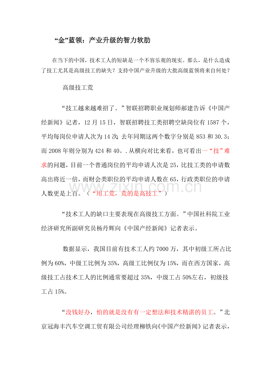 “金”蓝领：产业升级的智力软肋.doc_第1页