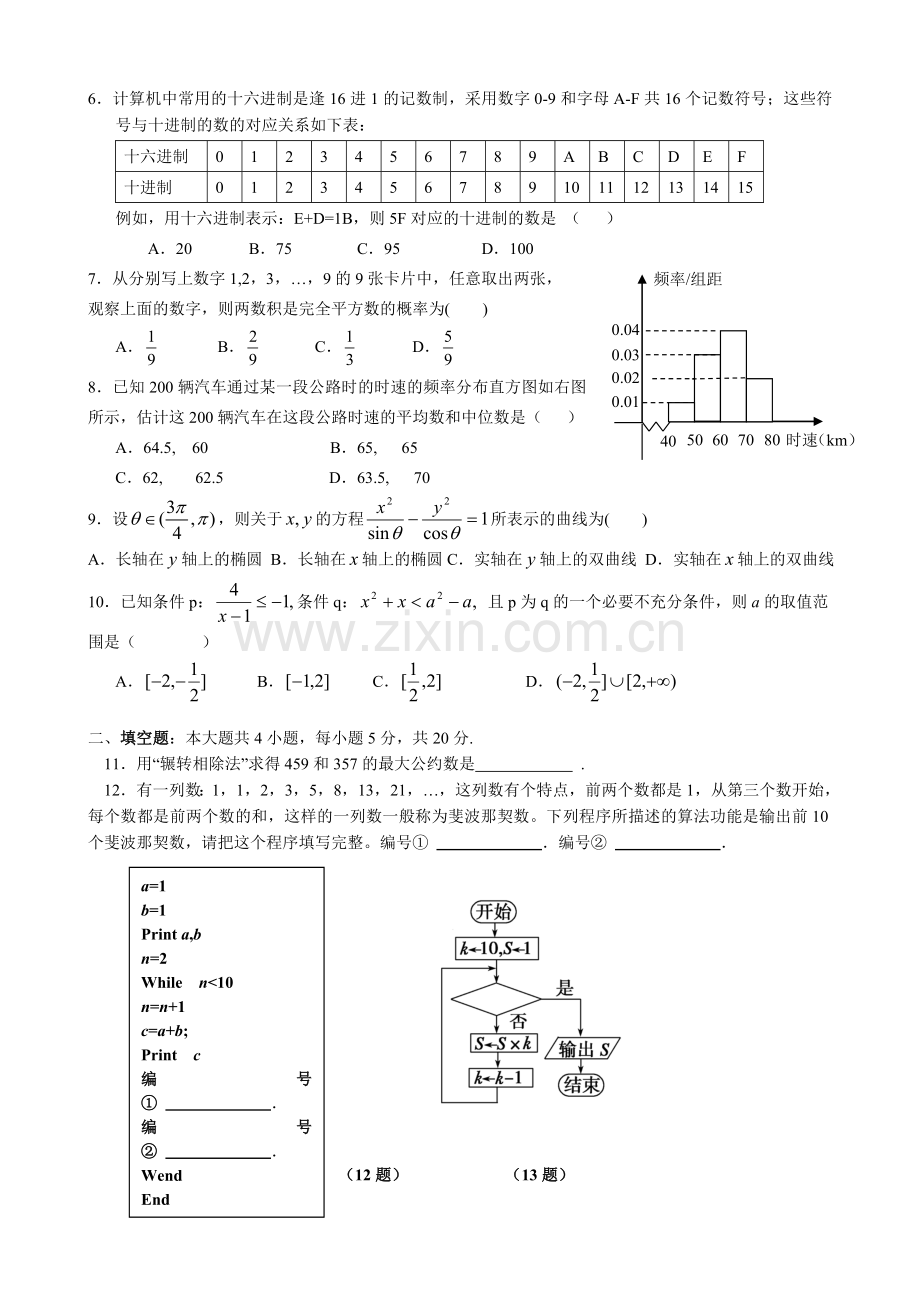 2013―2014学年高二数学(上)必修三模拟题及答案.doc_第2页