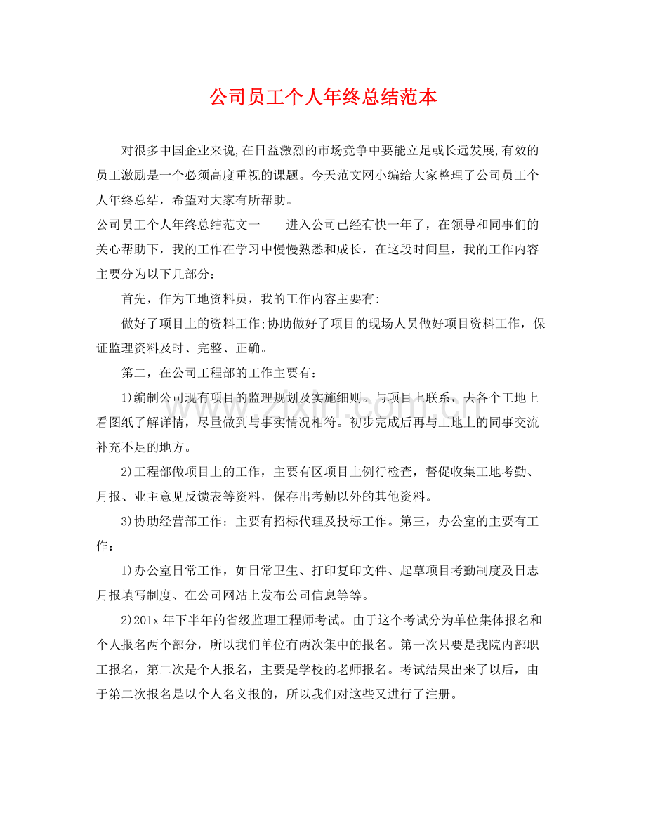 公司员工个人年终总结范本 .docx_第1页
