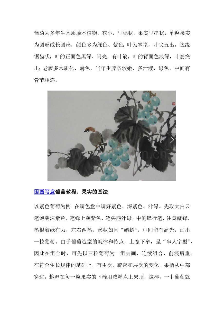 葡萄的果实,叶子,藤条的国画写意画法.docx_第1页