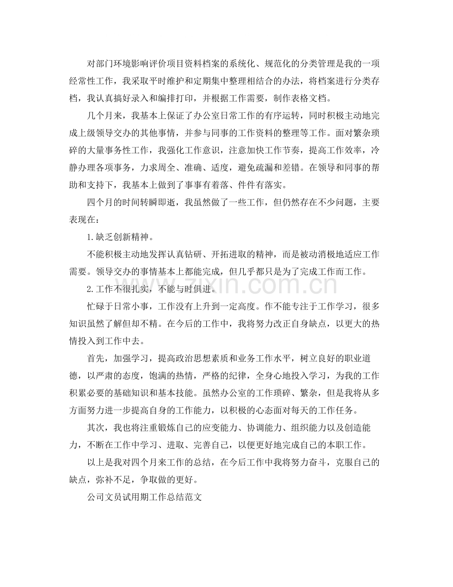 公司文员试用期的工作总结.docx_第2页