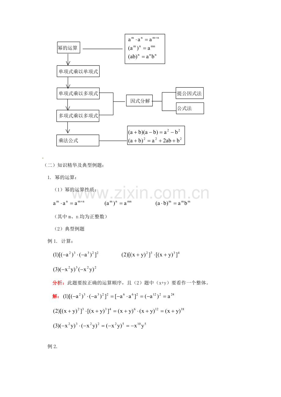 江苏省金湖县实验中学八年级数学上册 第十三章《13.2 整式的乘法》复习教案 华东师大版.doc_第2页