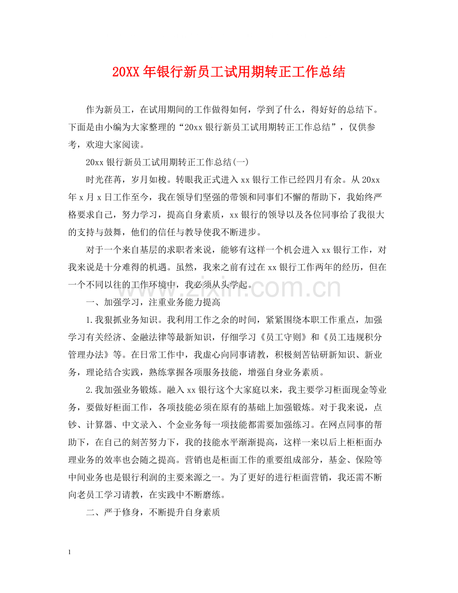 银行新员工试用期转正工作总结2.docx_第1页