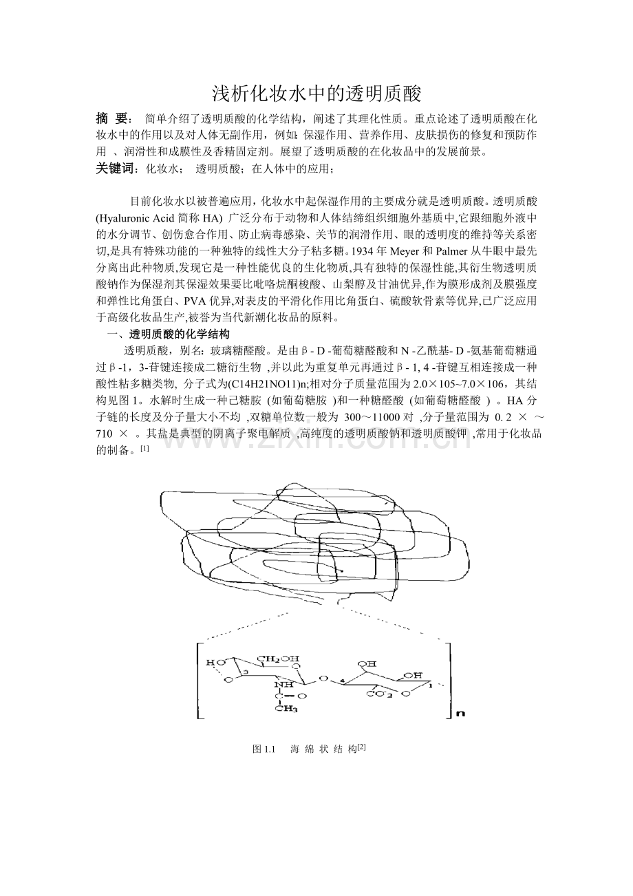 浅析化妆水中的透明质酸.doc_第1页