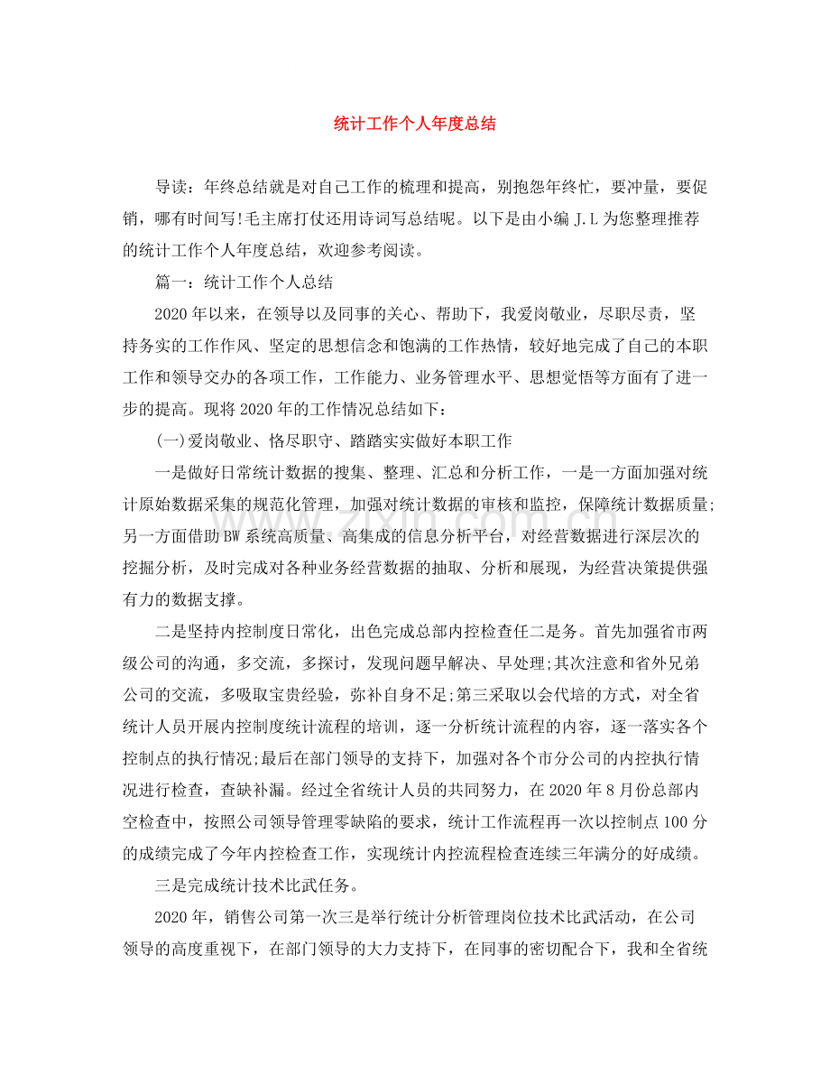 统计工作个人年度总结.docx_第1页