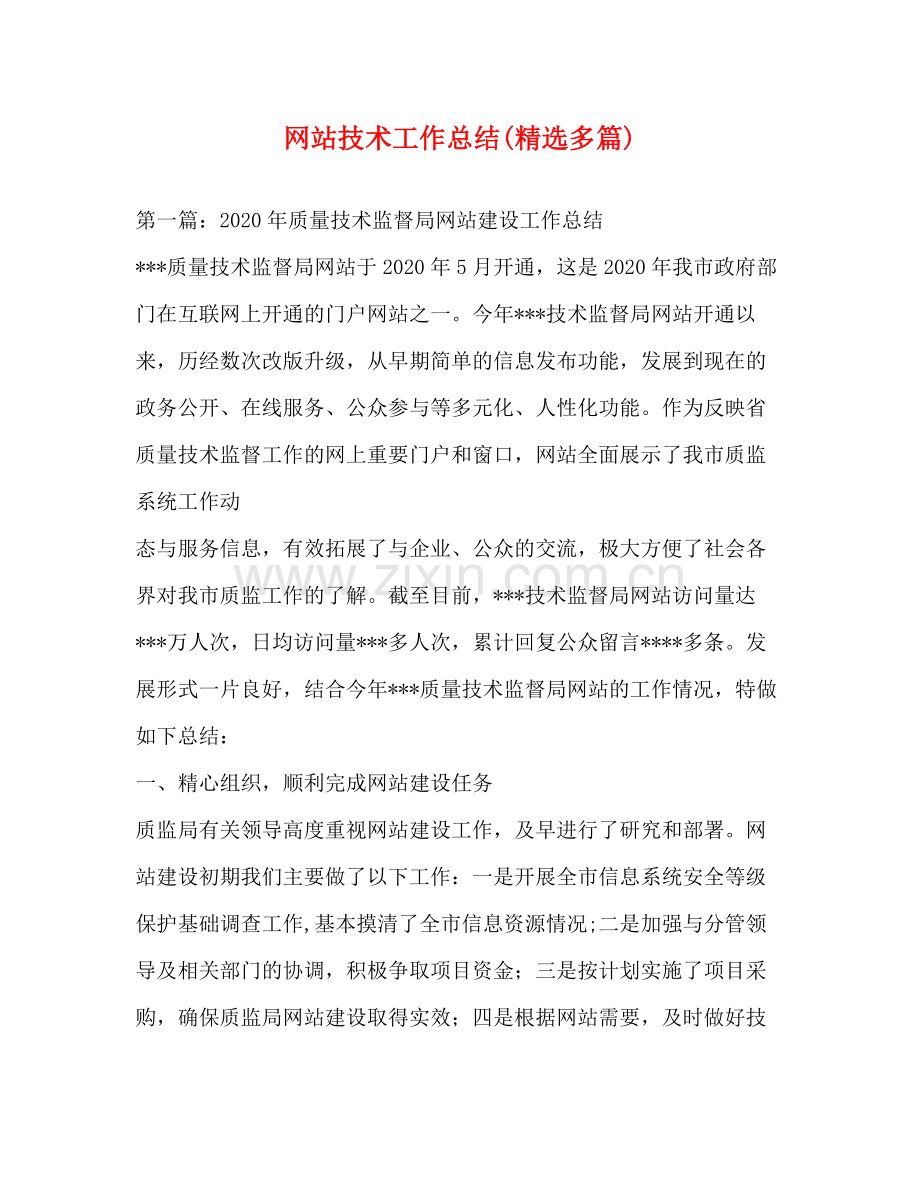 网站技术工作总结多篇).docx_第1页