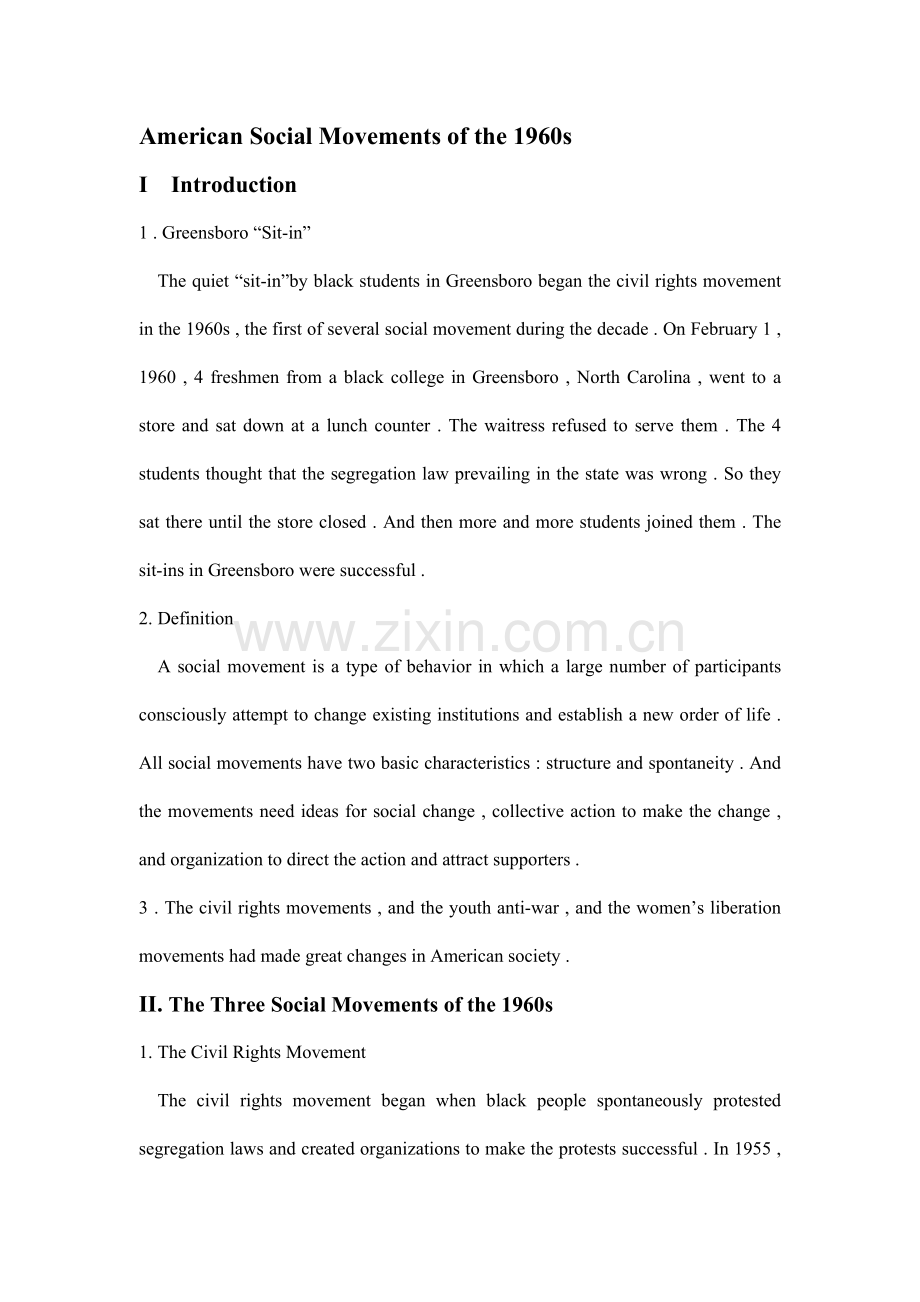 American Social Movements of the 1960s.doc_第1页