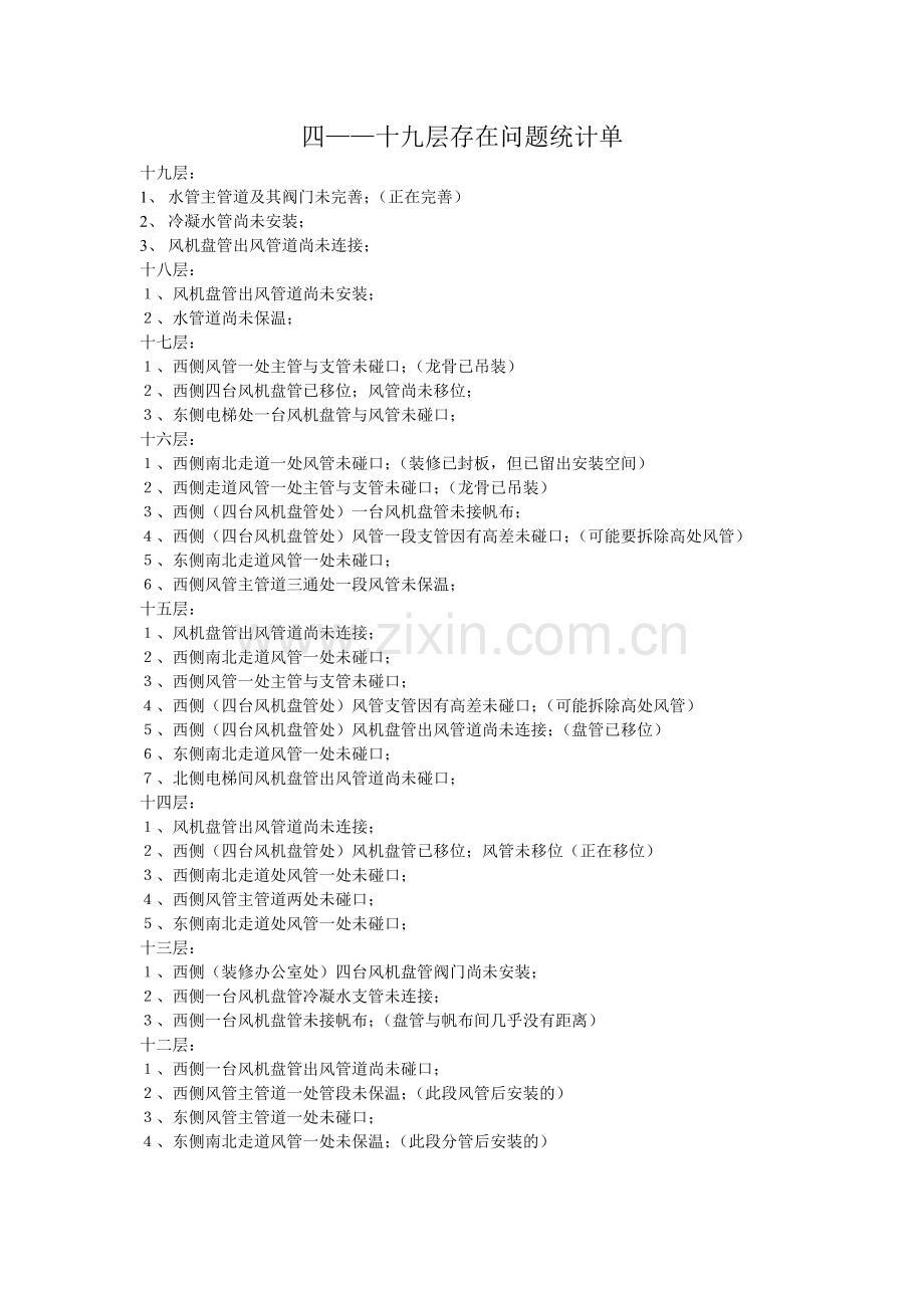 楼层主要问题统计.doc_第1页
