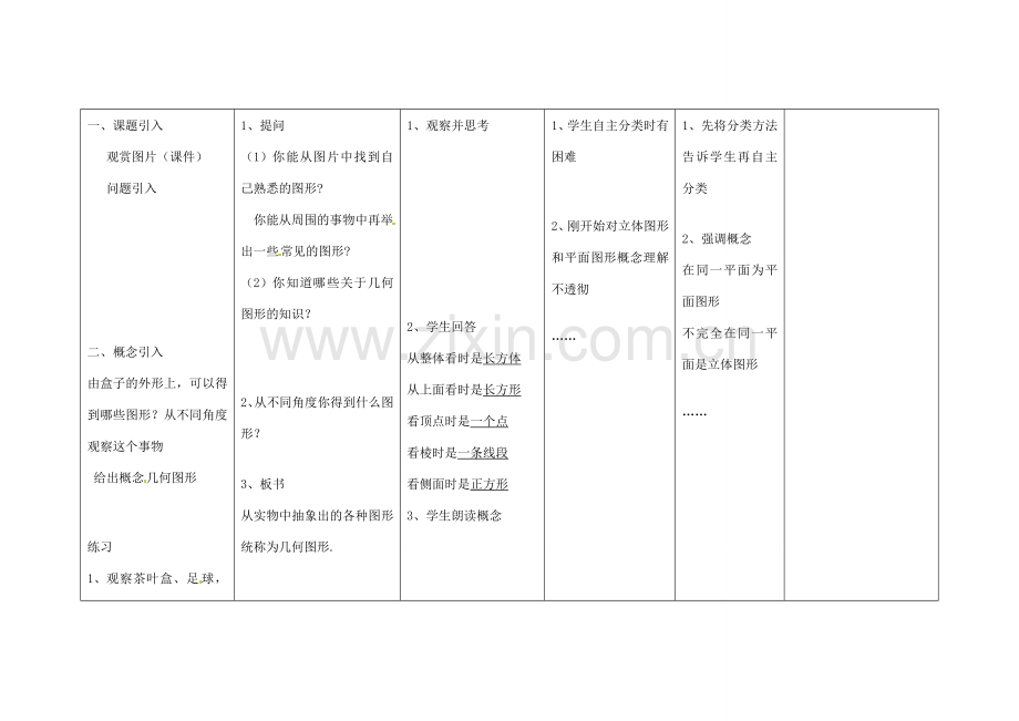 四川省华蓥市明月镇七年级数学上册 4.1.1 立体图形与平面图形（第1课时）教案 （新版）新人教版.doc_第2页