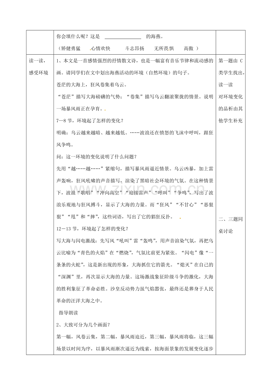 浙江省瑞安市安阳镇上望一中八年级语文下册 《9.海燕》教案 人教新课标版.doc_第2页