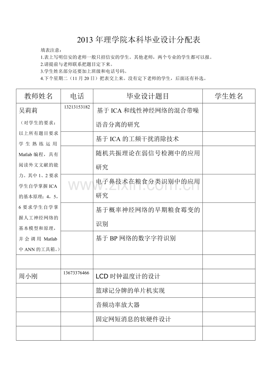 理学院2013本科生毕业课题.doc_第1页